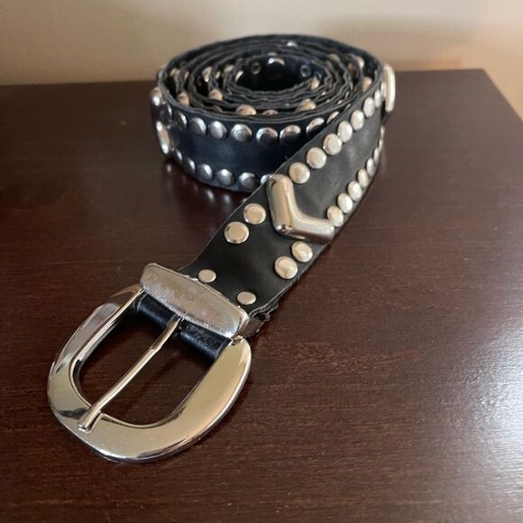 Custom Genuine Leather Silver Studded Belt - Picture 5 of 9